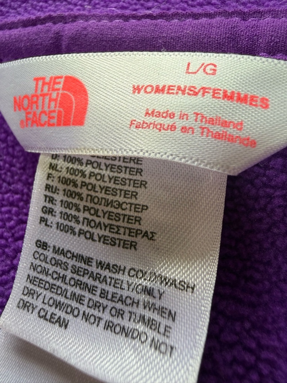 North Face vibrant Purple Fleece Hoodie with Pink-Accents (Large) - Picture 10 of 10